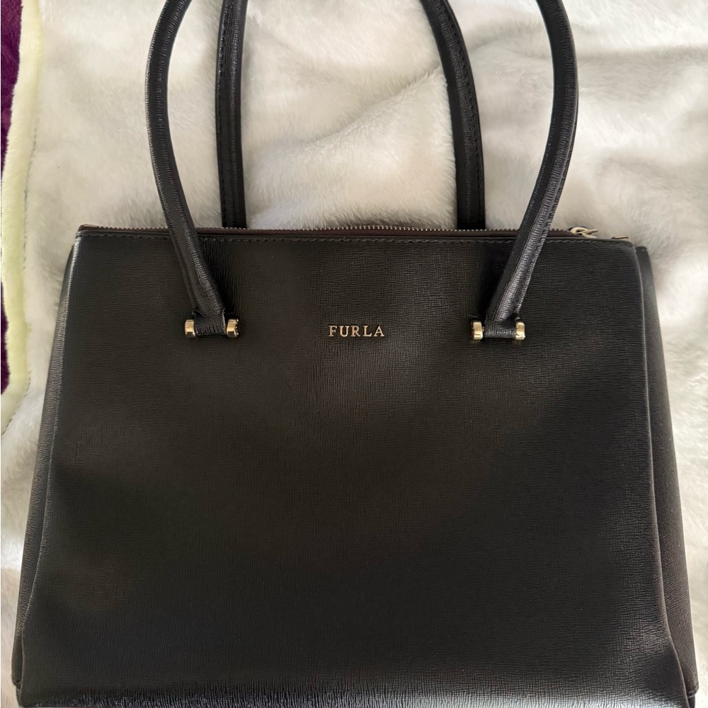 Furla Black Leather Tote Bag